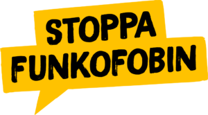 Logotyp för Stoppa Funkofobin i form av en pratbubbla