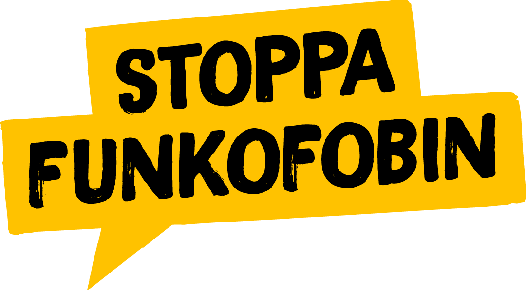 Logotyp för Stoppa Funkofobin i form av en pratbubbla